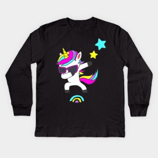 Dabbing Unicorn Kids Long Sleeve T-Shirt